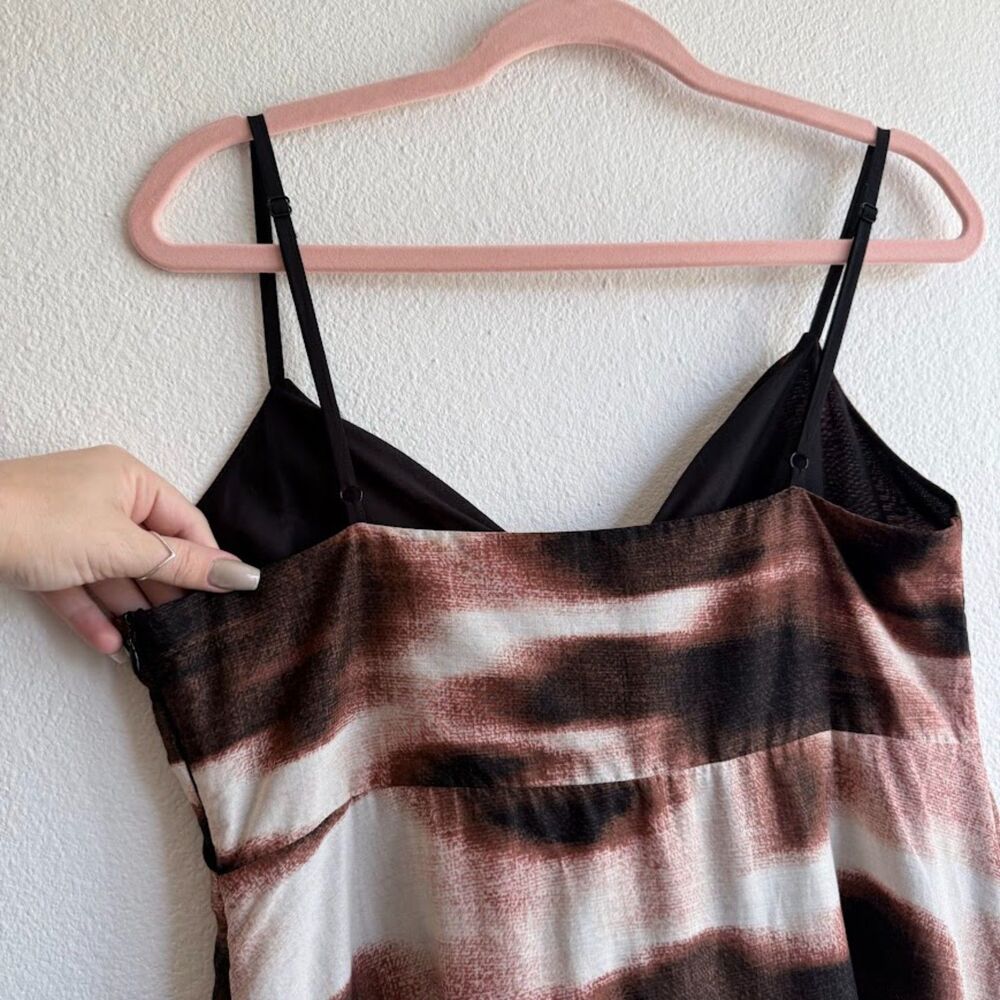 DKNY 100% Cotton Knotted Tie Front Maxi Sun Dress in Brown Ombre Stripe size M - Picture 12 of 16